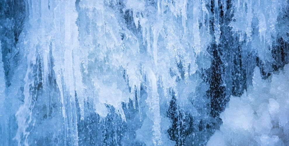 closeup of frozen waterfall